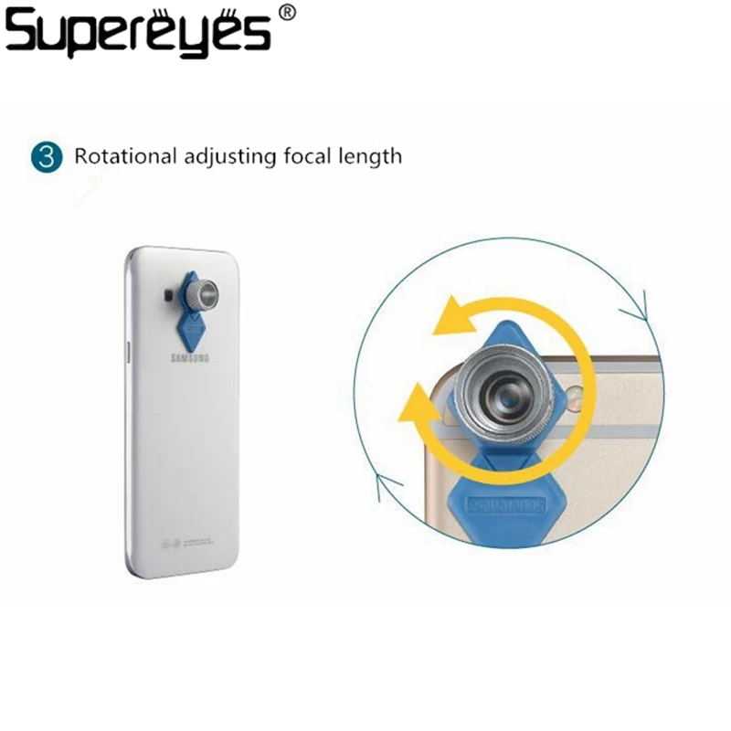 ФОТО Supereyes 200X Smartphone Android Microscope Camera Lens Portable Magnifier for iPhone Phone Tablet Mini Size Focus Camera Lens
