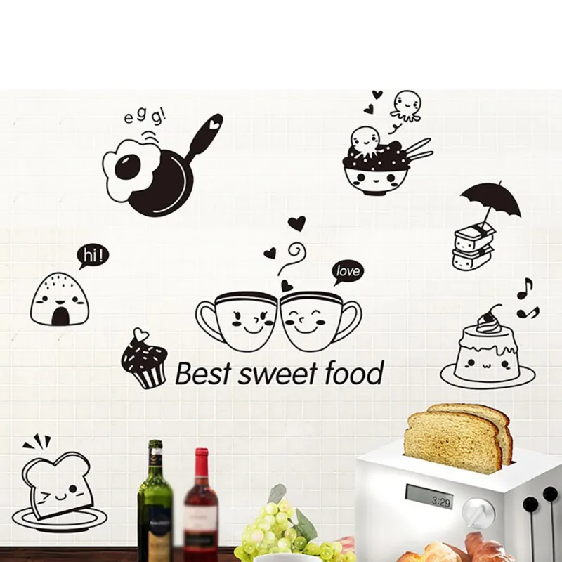 Food Wall Stickers Kitchen Fruit Decals Restaurant Window Stickers Art Decals Self Adhesive