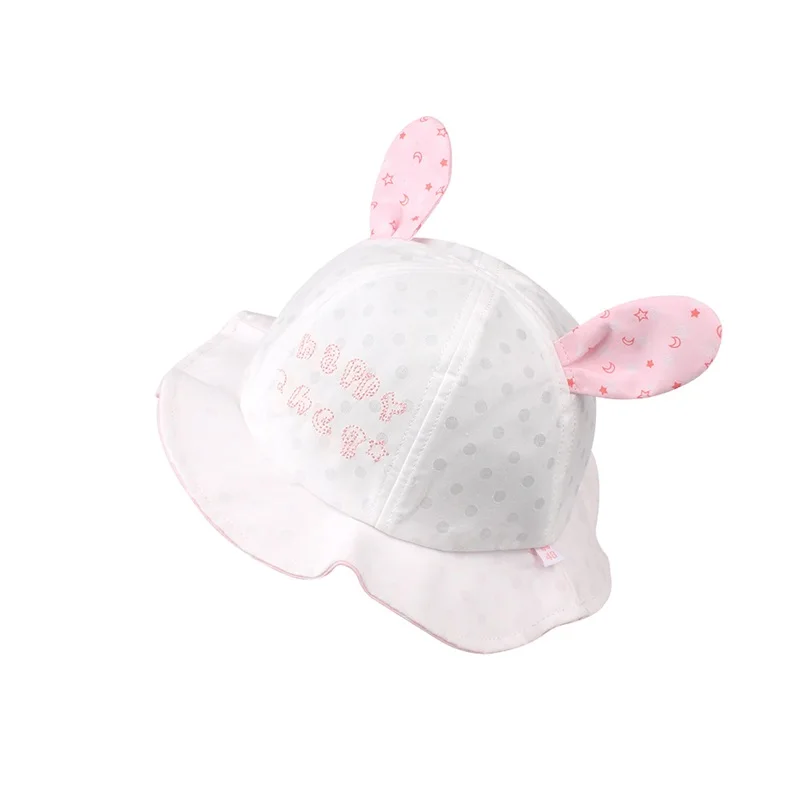 Polka Panama Baby Hat For Girls Cute Rabbit Ears Girls Cap Summer Beach Sun Hat Dots Baby Girls Bucket Hat Baby Girls Clothing (16)