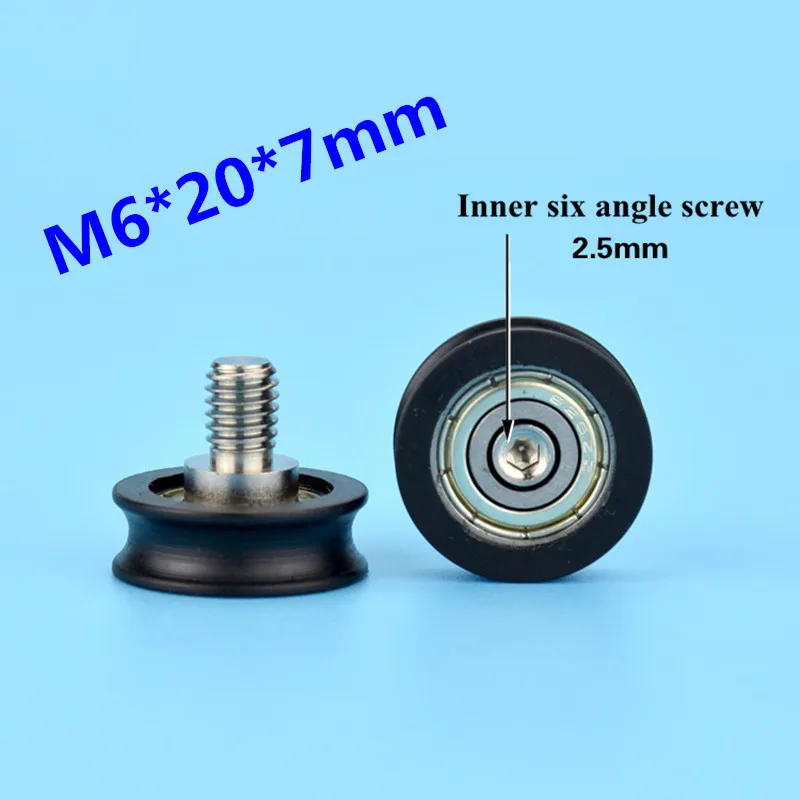 1pcs M6*20*7mm U groove drawer roller with M6 screw and plastic bearing POM polyformaldehyde | Обустройство дома
