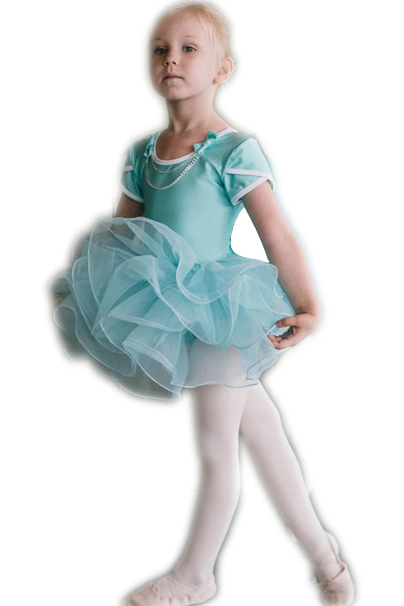 Kids Ballet Tutu Dress Blue Sleeveless Dance Leotard Tutu Dress for