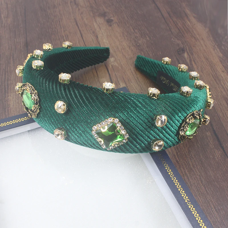 

New Diamond Sponge Headband Wide Colorful Rhinestone Women Crown Hairbands Trendy Headwrap 2019 Fashion Hair Accessories