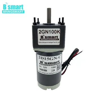 

Bringsmart 2D15GN-C 12 Volt DC Motor 24V Electric Gear Machine 15W Speed Regulation Reversible Slow Speed 10~600rpm Motor