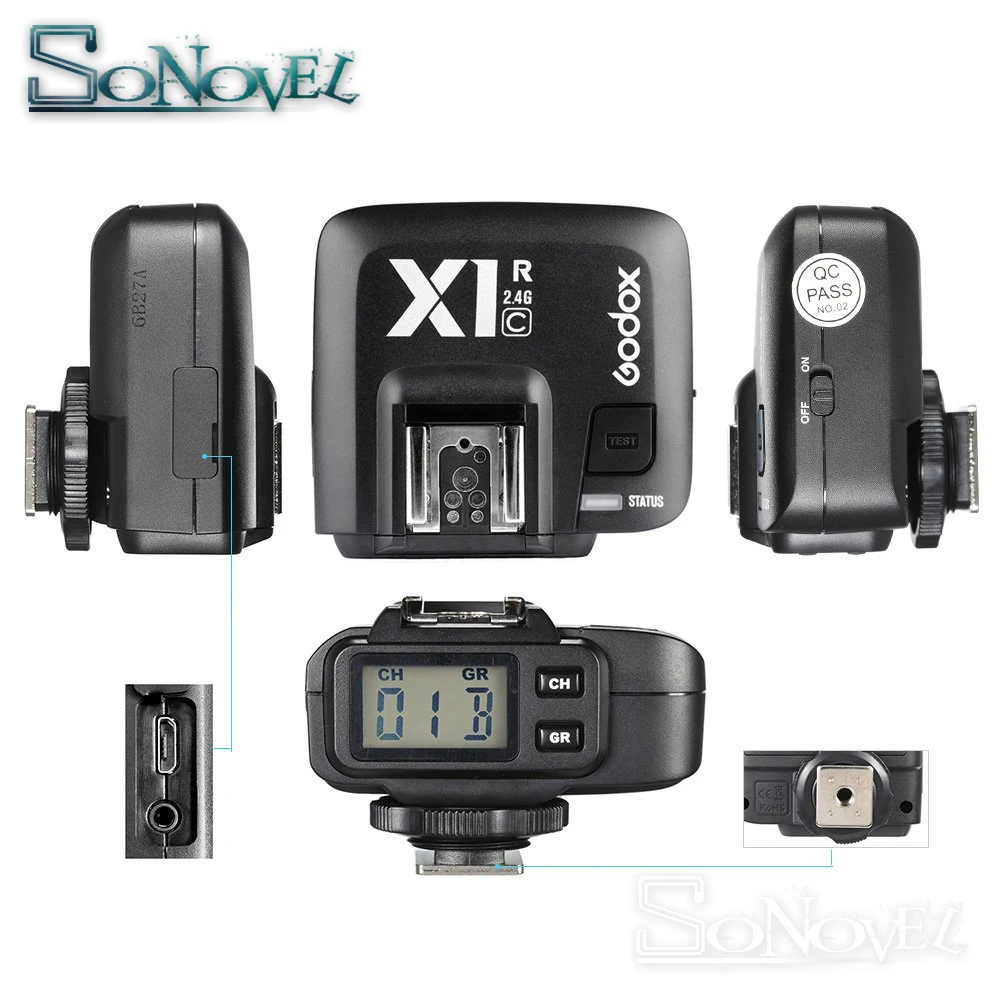 Фотография Godox X1C E TTL 2 4G с приемниками для Canon EOS 6D 7D 77D 800D 200D 5Ds TT685C V860C|wireless flash|godox