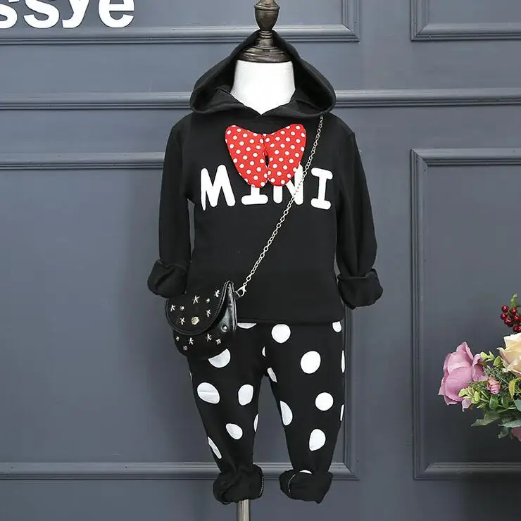 

2016 autumn and winter new boys and girls warm 2pcs clothes sets dot pullover sweater + trousers two-piece suit clothe