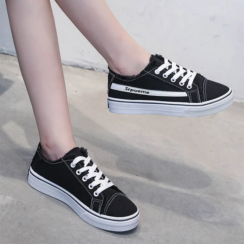 

Women Sneakers Lace Up Canvas Shoes Woman Casual Shoes Platform Shoe Sport Breathable Sneaker Ladies Shoes 6804 Plus Size 36