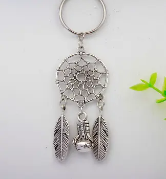 

Hot 20pcs Vintage Silver Dreamcatcher&Feather&Boxing Gloves Charm Steampunk Keychain Key Ring Accessories Fashion Jewelry S828