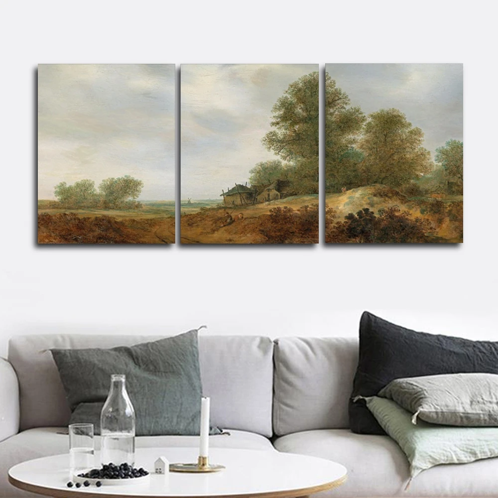 

Moving Scenery Village Wall Picture Poster Print Canvas Painting Calligraphy Decor for Living Room Bedroom Home Decor Frameless