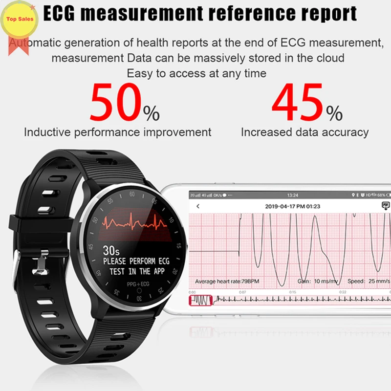 

ECG PPG Watch Color Screen Heart Rate Blood Pressure Sleep ECG Monitor Smart Watch IP67 Waterproof dynamic hear rate smartwatch