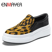 ENMAYER/обувь на плоской платформе из натуральной кожи с конским волосом; женские низкие кроссовки; повседневная обувь; женская обувь с круглым носком; Размер 39