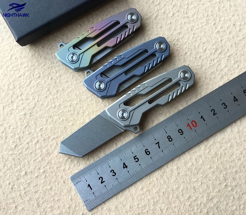 

NIGHTHAWK N255 Flipper folding knife pocket Gift knives D2 blade Titanium handle ball bearing Outdoor camping hunting EDC tools