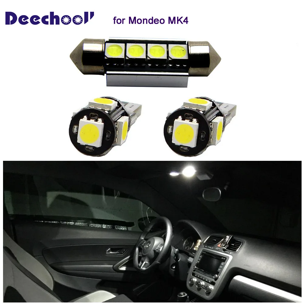 Автомобильные светодиодный ные лампы deechooll 12 шт. для Ford Mondeo MK4 Canbus внутренние фары