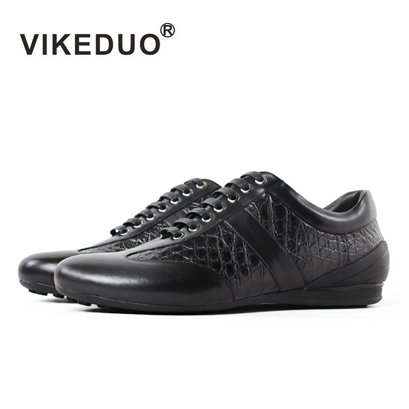 Loisirs Temps Luxe Cuir Dans Crocodile Designer De Mode 100Alligator Main 2019 Vikeduo Limitée Décontractées Le Chaussures Hommes Véritable Black 2WHED9I