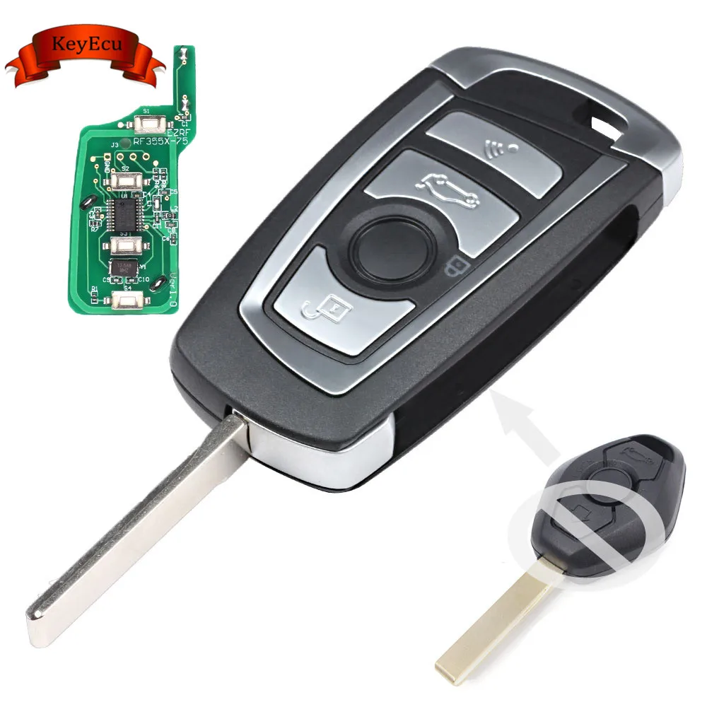 

KEYECU EWS Modified Flip Remote Key 4 Button 315MHz/433MHz ID44 Chip for BMW E38 E39 E46 M5 X3 X5 Z3 Z4 HU92