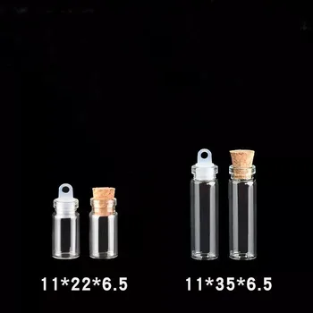 

1000pcs/lot 1ml 2ml Cute Mini Messages Wishing Glass Bottle Vials Charms Pendants Clear Transparent Bottles Cork/Plastic Stopper