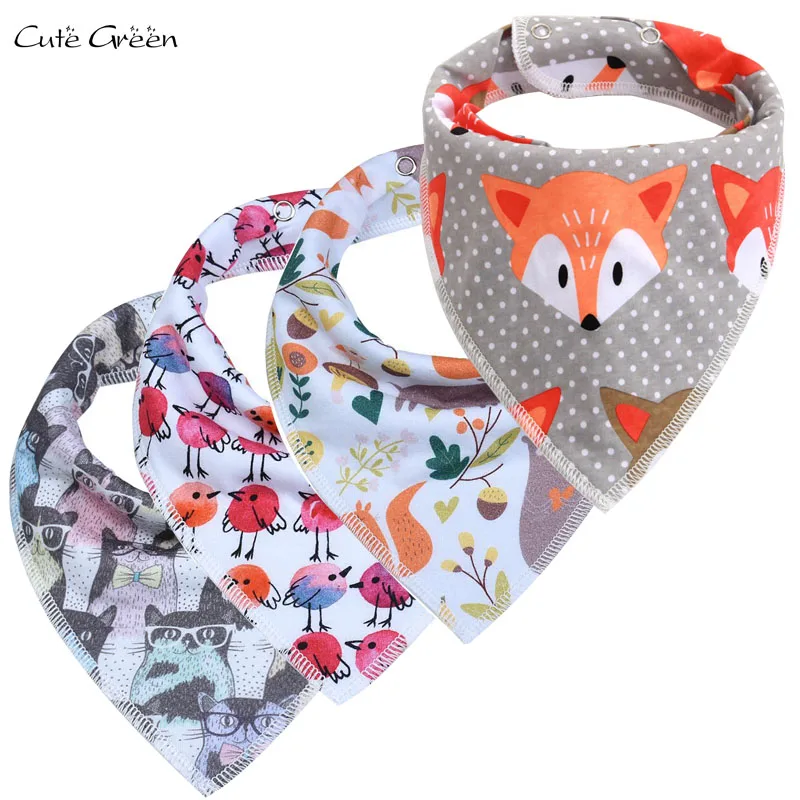 Reusable Baby Bibs Burp Cloth Print Cotton Material Triangle Baby Bibs