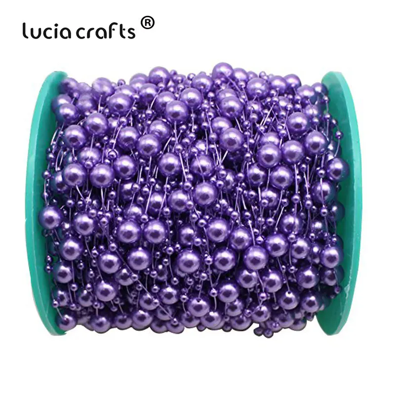 Lucia crafts 60 м/рулон смешанный 3/8 мм искусственный цепочка с жемчужными бусинами гирлянды искусственные цветы для свадьбы свадебный букет цветы C0613 - Цвет: C6 Purple