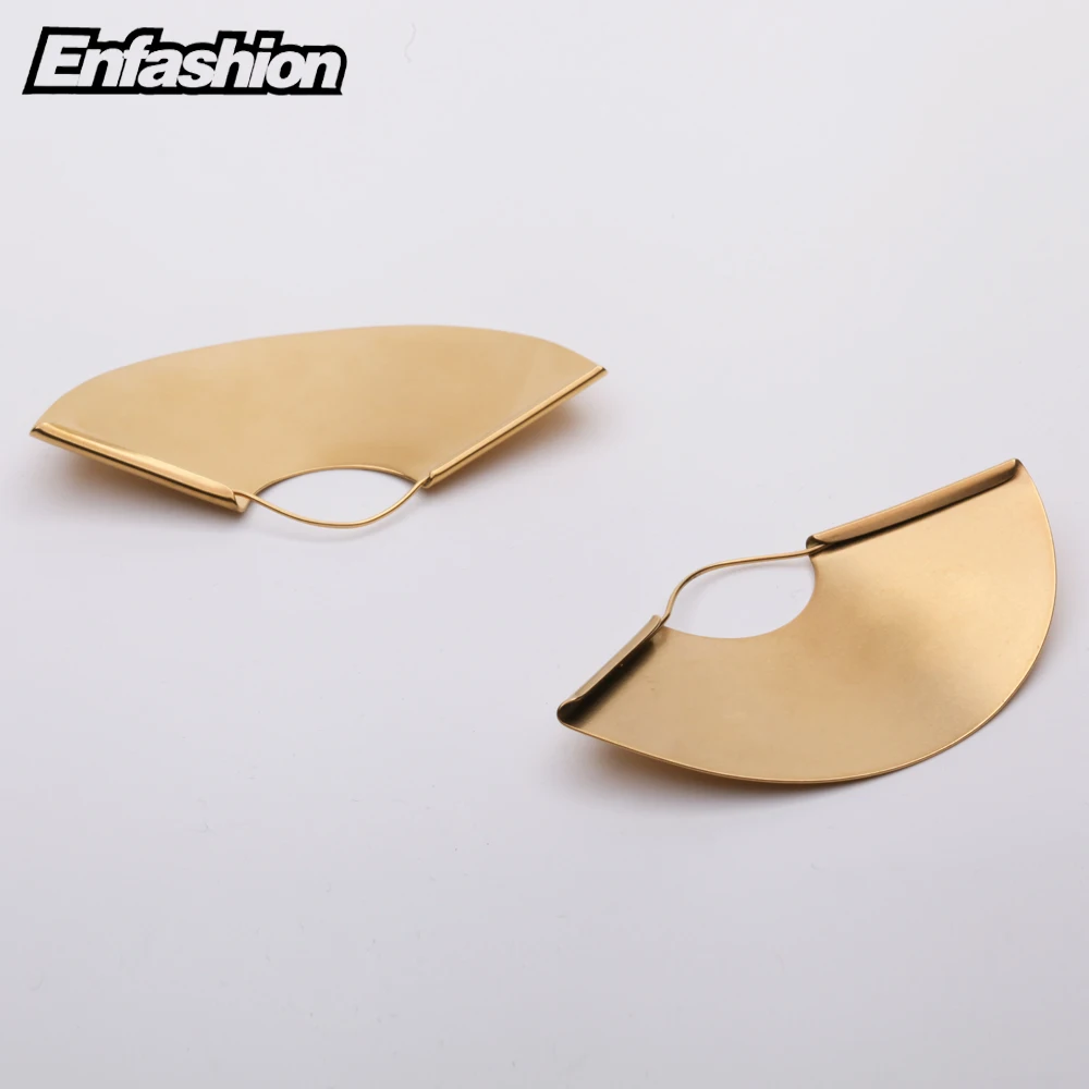 Винтажные висячие серьги подвески Enfashion с веером большие матового золота для