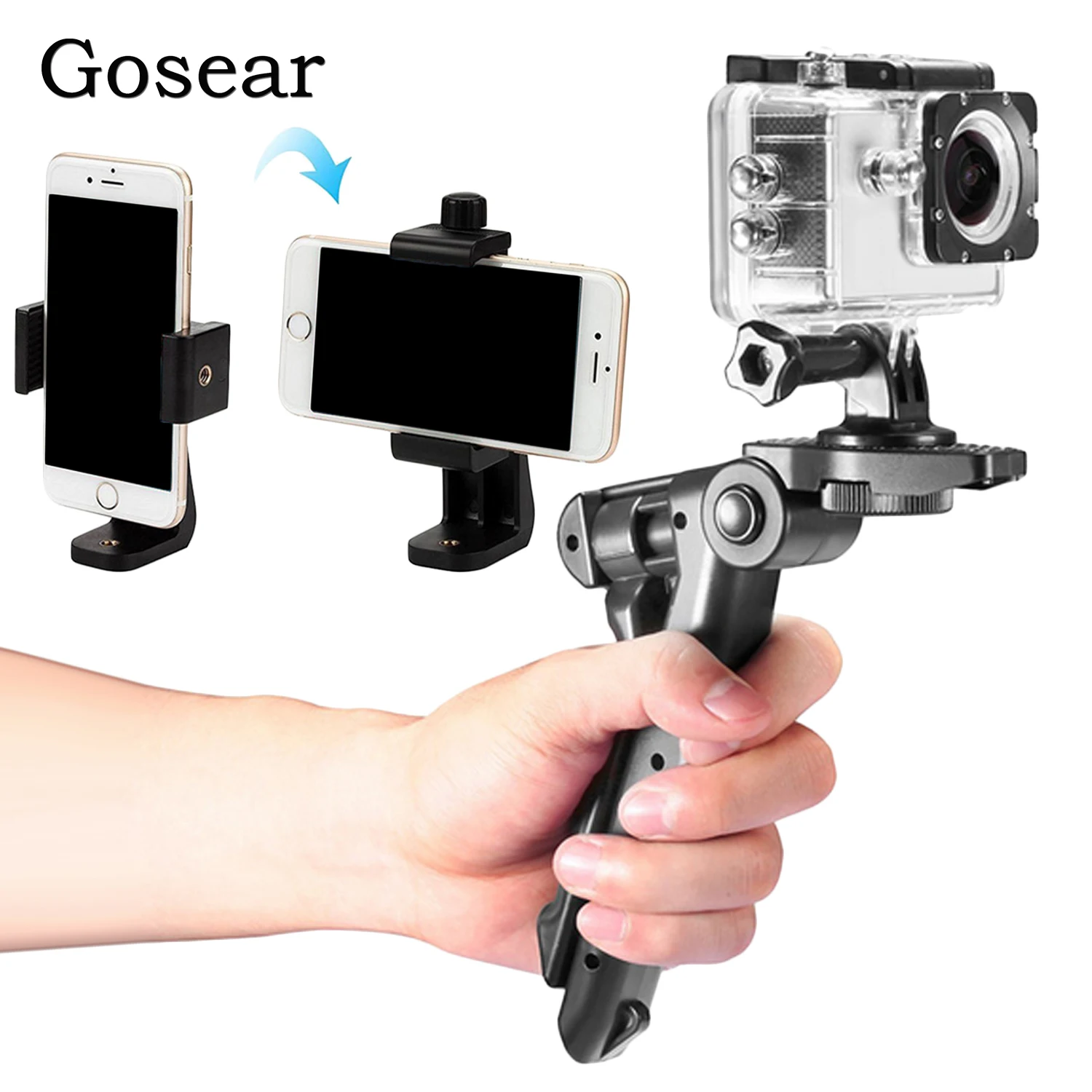 

Gosear Universal Mini 360 Degree Phone Clip Holder Handheld Desktop Tripod Stabilizer for Gopro Nikon Canon Camera Accessories