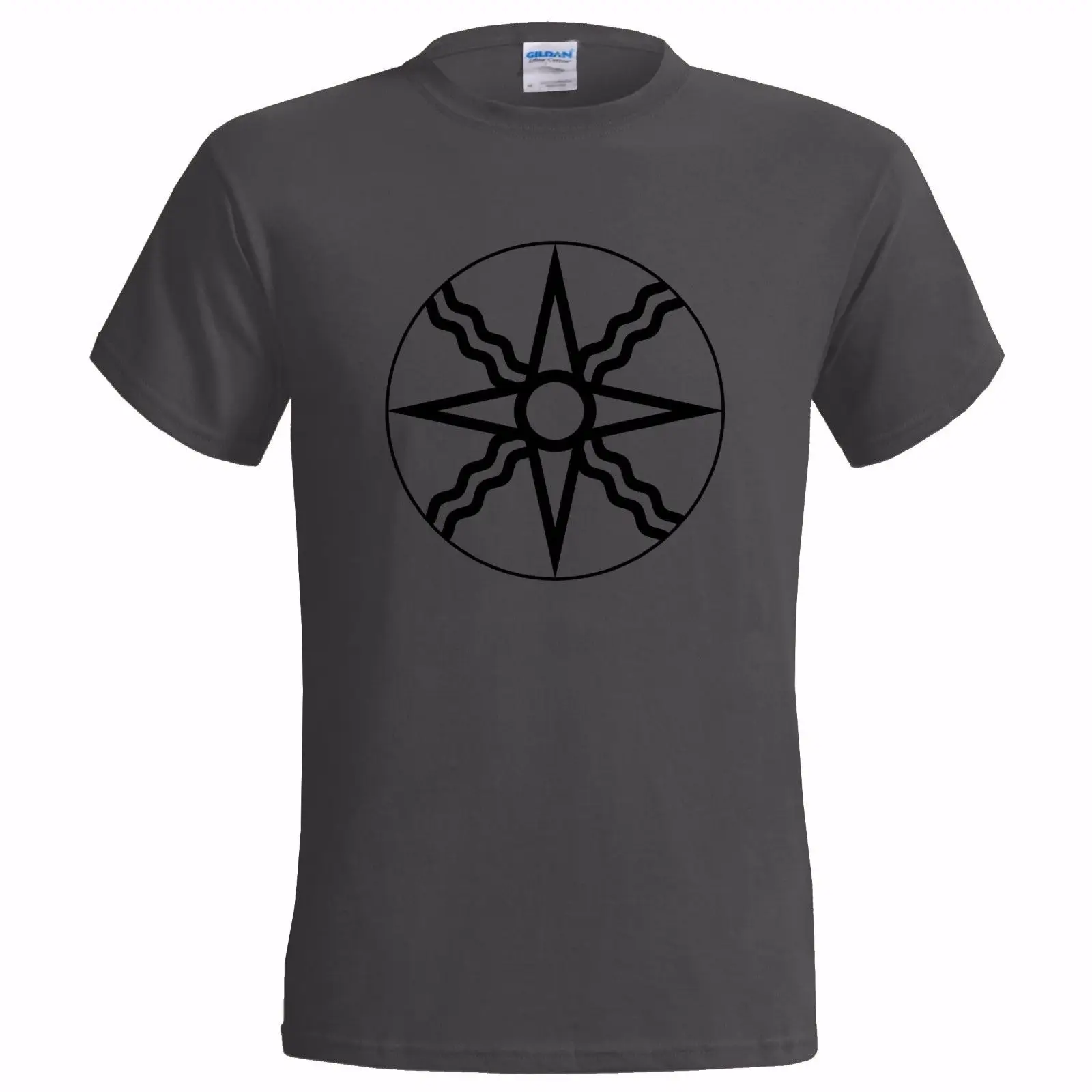 Свободные черные мужские футболки Homme Tees SHAMASH SUN SYMBOL Мужская футболка с древним