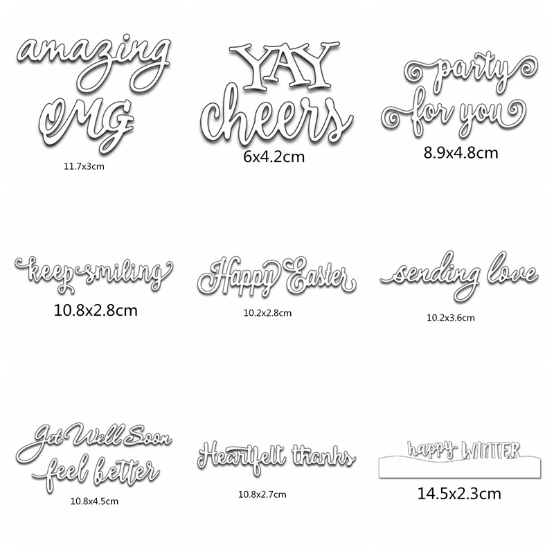 

Letters Keep Smiling Metal Cutting Dies Stencil for DIY Scrapbooking Photo Album Embossing Paper Card Making Decorative Crafts