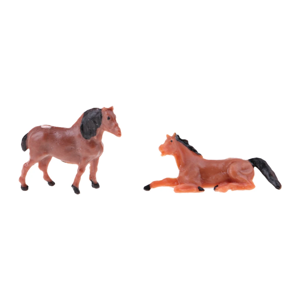 20Pcs 1/87 HO Scale Horses Model Painted Animal Figure for Miniature Model Train Layout Farm Zoo Wild Animal Park