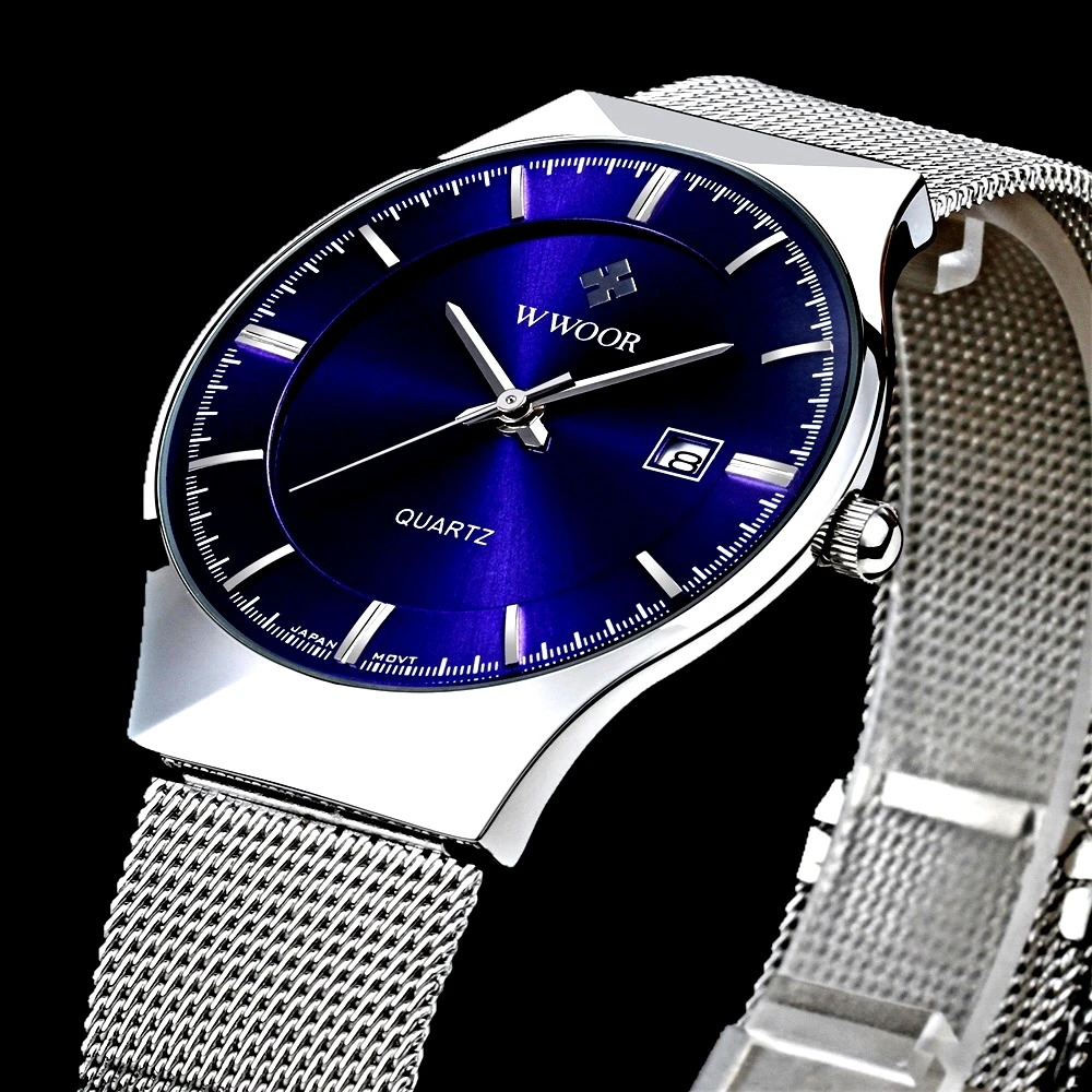 Prix pour Nouveau Mode top marque de luxe WWOOR montres hommes quartz-montre en acier inoxydable maille sangle ultra mince cadran horloge relogio masculino Prix pour Nouveau Mode top marque de luxe WWOOR montres hommes quartz-montre en acier inoxydable maille sangle ultra mince cadran horloge relogio masculino