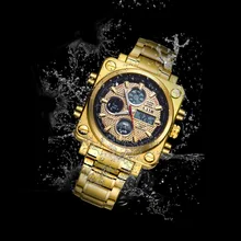 6,11 мужские s новые модные роскошные брендовые квадратные полностью стальные золотые часы цифровой светодиодный часы мужские спортивные часы 30 м водонепроницаемые часы