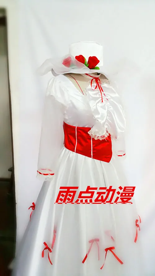 Costume de Mary Poppins sur mesure pour adulte, robe corset en satin rouge, fête de Noël, Halloween, 303, 11