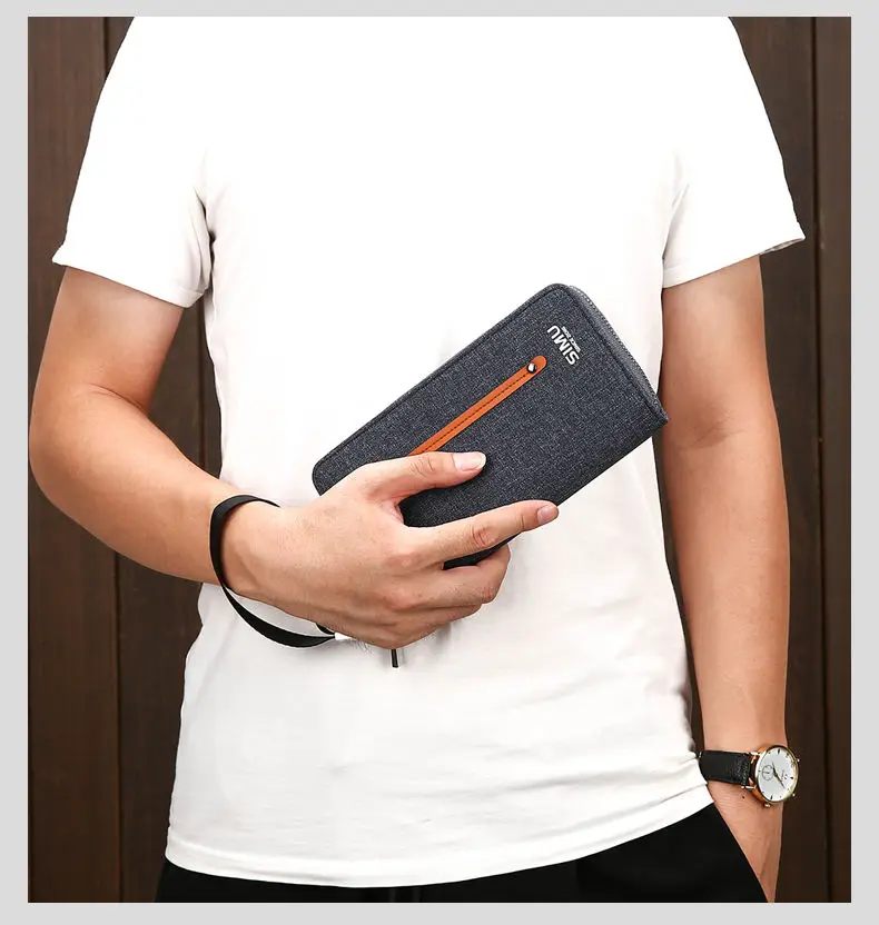 Кошелек Для мужчин холст Длинные молнии сумка мульти-карта студент Корейский мобильный телефон кошелек сумочка-клатч Бизнес