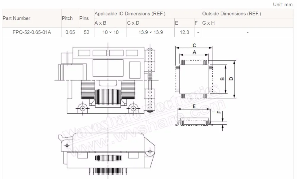 Enplas IC Тесты & burn-In, разъем для QFP52/TQFP52/FQFP52/PQFP52 пакет