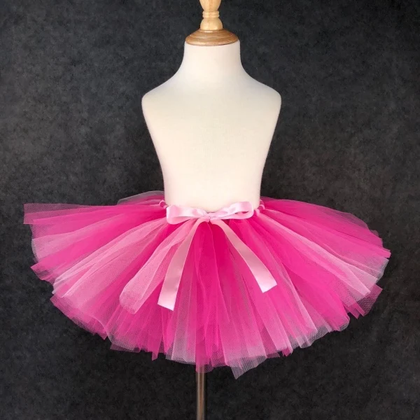 Прекрасные детские розовые юбки-пачки из тюля для девочек балетные пачки юбки для танцев американка с бантом из ленты детский праздничный костюм Юбки