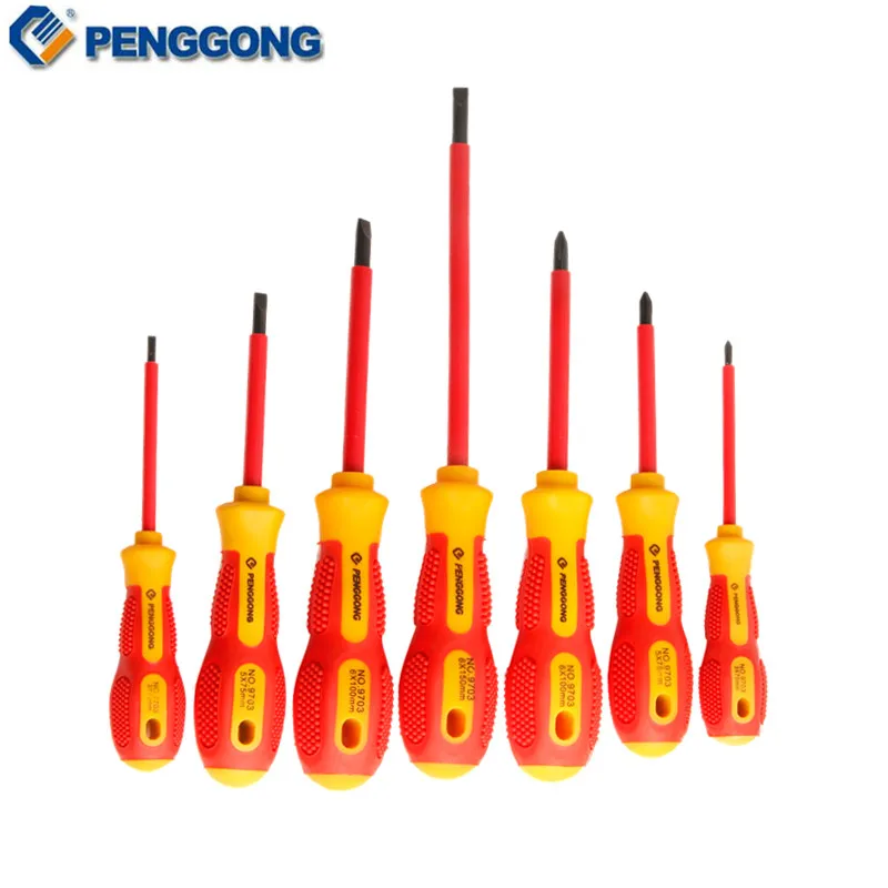 

PENGGONG 7Pcs Screwdriver Set Insulated Screwdriver Bits Magnetic Electrician Precision Phillips 1000V Voltage Repair Hand Tools