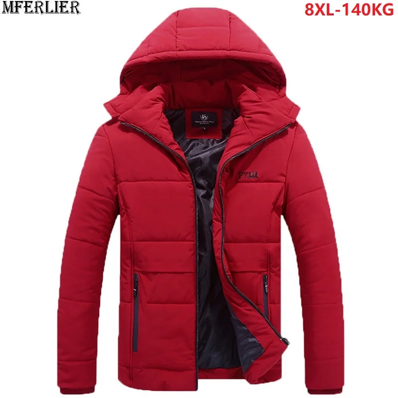 MFERLIER Plus Size big 6XL 7XL 8XL Winter Jackets Men Warm hooded parkas Outwear out door Jackets large size Coat 54 56 58 60 62