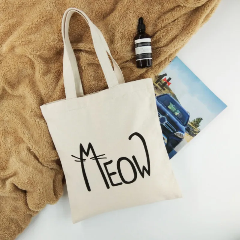 Тканевая сумка серии Cute Cat многоразовая продуктовая Большая складная для покупок