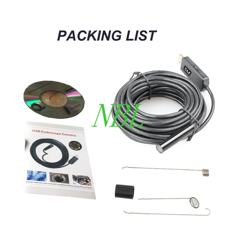 USB Borescopes High Resolution 2MP 9mm Mini 5M HD Waterproof Wire Endoscope 1/6 CMOS 6 LEDs USB Endoscope Borescope Camera