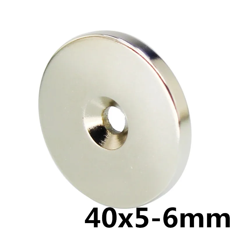 1 шт. 40 мм x 5 мм отверстие 6 мм N35 супер неодимовый круглый кольцевой постоянный магнит 40*5-6 поисковый магнит 40x5-6мм