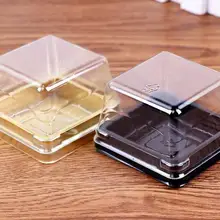 1000 компл./лот, Пластик Cake Box одного индивидуальный торт Коробки золотой или blackbottom Пластик mooncake ПВХ Коробки Еда подарочная упаковка