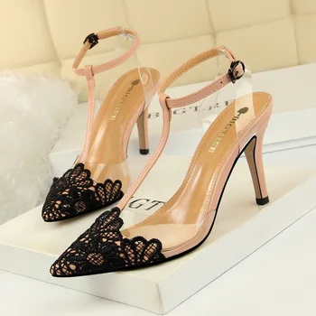 

Transparent Jelly Sandals Wonen Shoes Fashion Women Sandals Sexy High Heels Shoes Buckle Lace Ladies Sandals Women Wedding Shoes