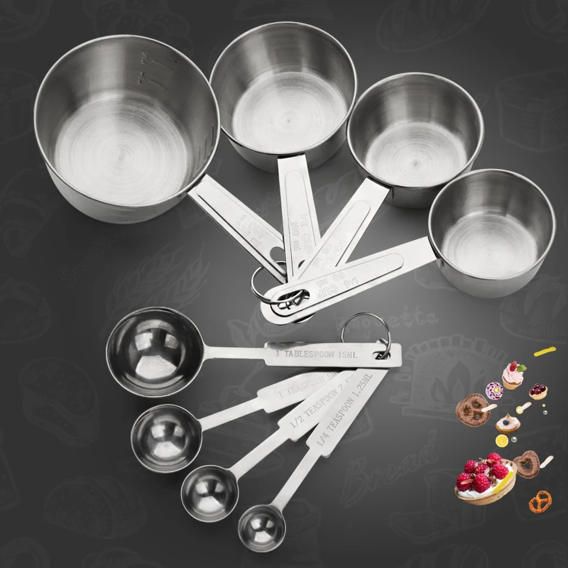 WORTHBUY 4 Pcs/Set Stainless Steel Measuring Cup Kitchen Measuring