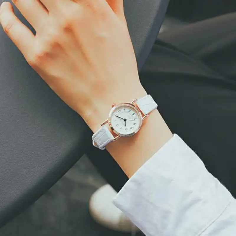 Женские часы с кожаным ремешком розовое золото|mujer|mujer reloj |