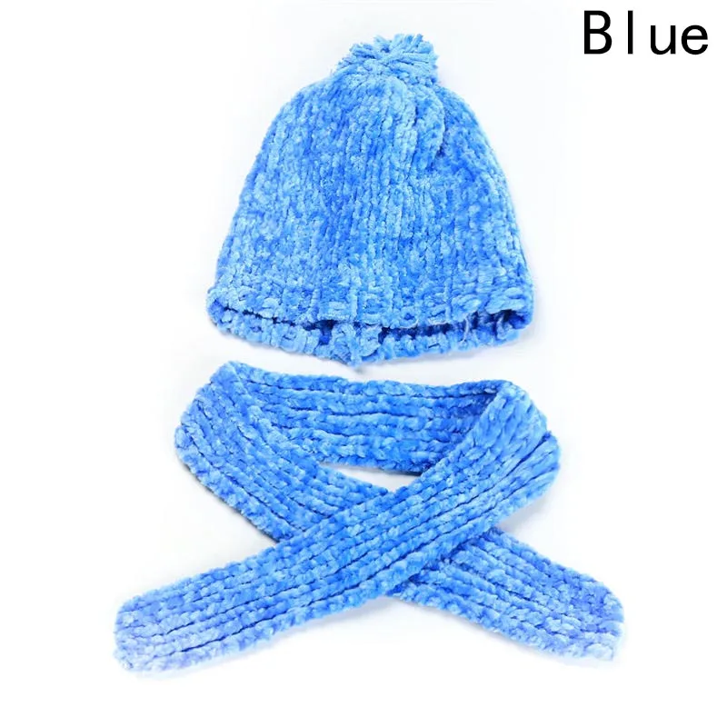 Девушка одежды куклы шерсть милый синий шапка + шарф для 16-18 дюймов Куклы