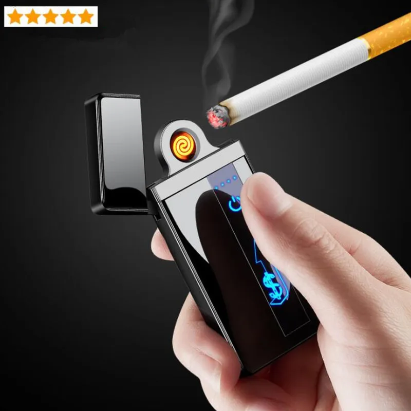 

USB charging electronic cigarette lighter Touch screen Switch windproof lighter Rechargeable electric lighters for smoking