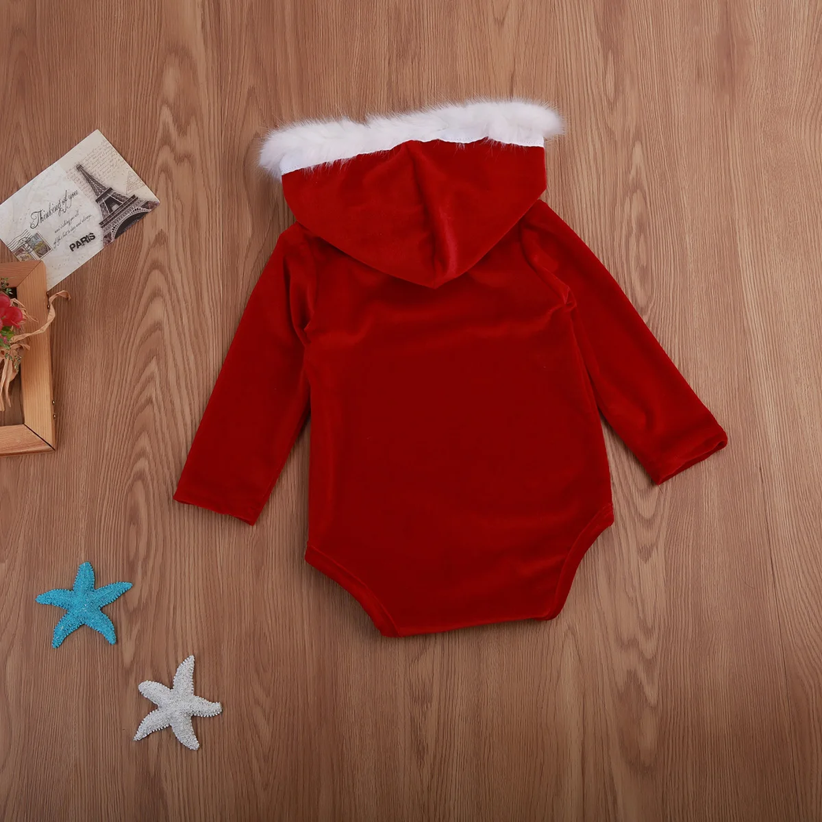 Рождественский подарок для малышей ползунки Рождество девушка флис теплый мягкий комбинезон с капюшоном комбинезон, костюм одежда