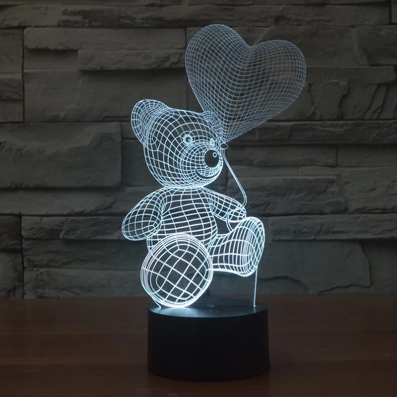TAMPROAD Baby Kids Night Lamp Color Change Sensor LED Bear Light 3D Heart Balloon Home Room Decoration moon lamp | Лампы и освещение