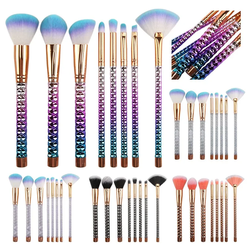 

8Pcs Makeup Brushes Set Nylon Foundation Powder Face Eye Blush Blending Honeycomb Rose Gold Color Metal Cosmetic Make Up Tools