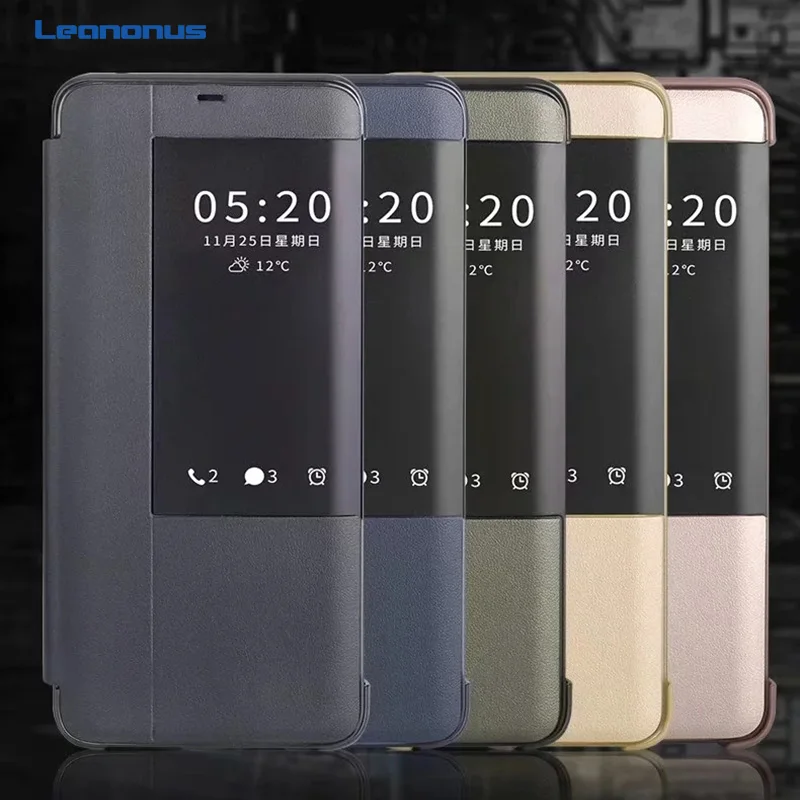 

Leanonus Smart Window View Leather Case for Huawei Nova 3 3i Y6 2018 Full Cover Shockproof Flip Stand Smart Case for Honor 8X