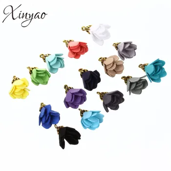 

Xinyao 10pcs/lot 23x16mm Mini Suede Velvet Petals Tassel Charm with Antique Gold End Caps for Women DIY Earring Jewelry Making