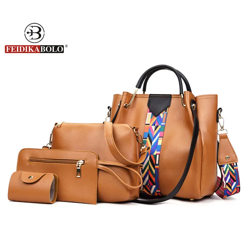 

Fashion Ladies 4Pcs/Set Handbags PU Leather handBags Composite Messenger Bag Purse Sac bags for women 2018 wallet bolsa feminine