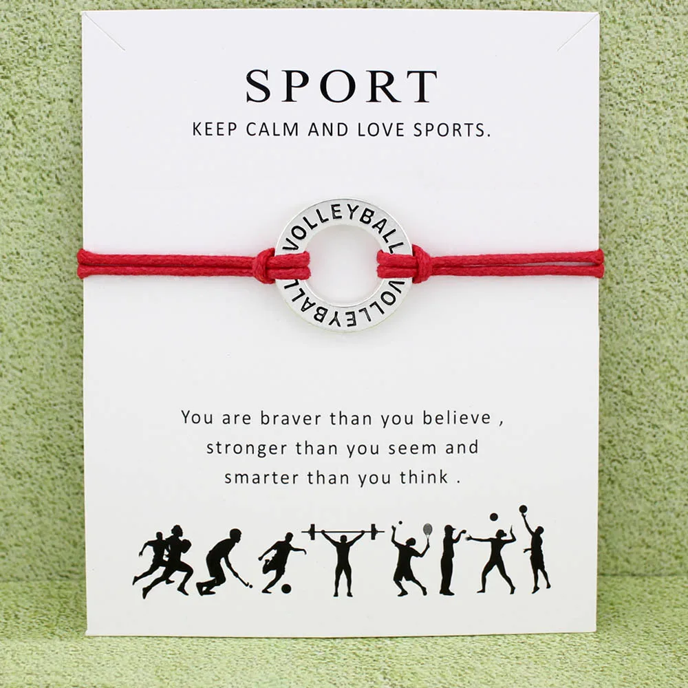 

Volleyball Baseball Softball Basketball Soccer Ice Hockey Tennis Sports Charm Card Bracelets Women Girl Boy Men Jewelry Gift